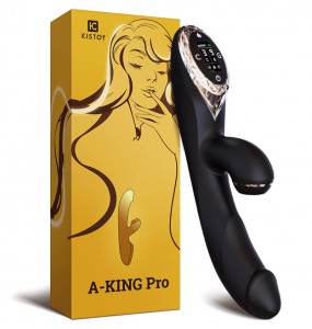 KISS TOY A-KING PRO Suction Heating Vibrator With LED Screen (Chargeable - Black)